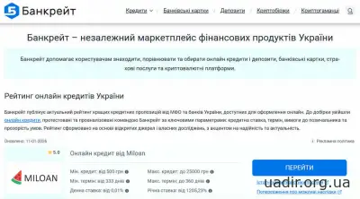 Банкрейт - незалежна українська платформа для підбору та порівняння фінансових рішень.